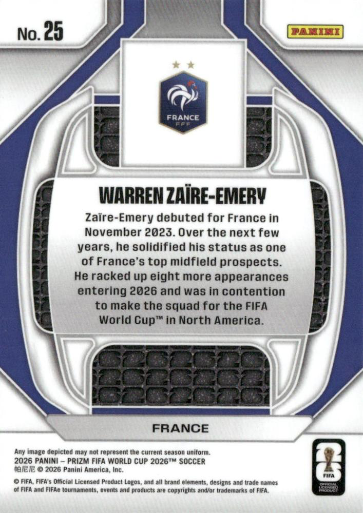 2026 Panini Prizm FIFA World Cup New Era Warren Zaire-Emery #25 France
