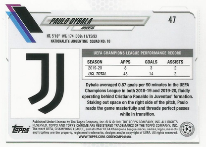 2020 Topps Chrome UCC Paulo Dybala #47 Juventus