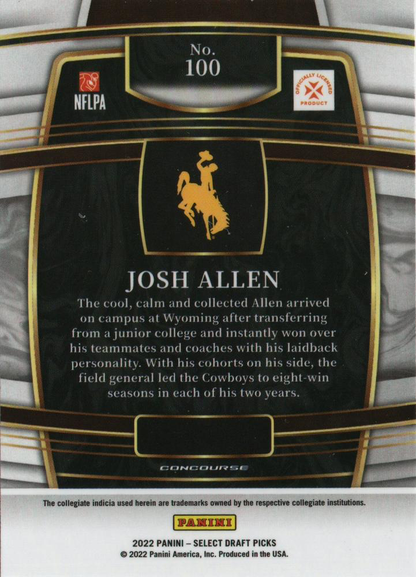 2022 Panini Select Draft Picks Blue Josh Allen #100 Wyoming Cowboys