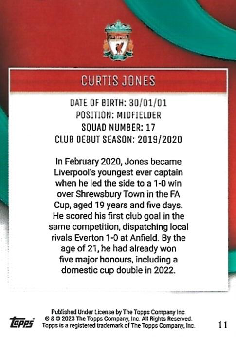 2023 Topps Liverpool Team Set Curtis Jones #11 Liverpool