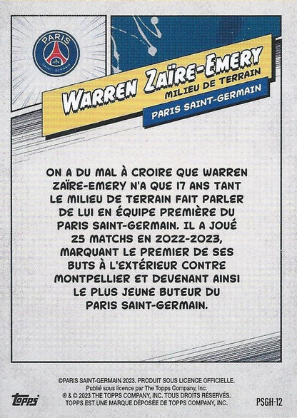 2023 Topps PSG Fan Set Heroes Warren Zaïre-Emery #PSGH-12 Paris Saint-Germain