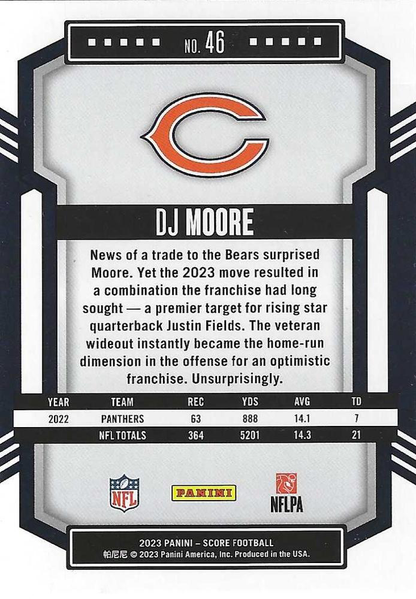 2023 Panini Score Football DJ Moore Chicago Bears #46