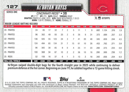 2026 Topps Series 1 Ke'Bryan Hayes #127 Cincinnati Reds