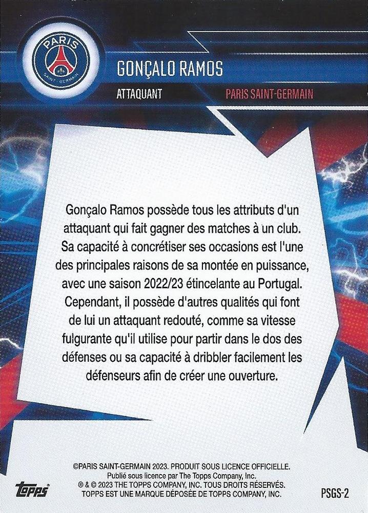 2023 Topps PSG Fan Set Super Electric Gonçalo Ramos #PSGS-2 Paris Saint-Germain