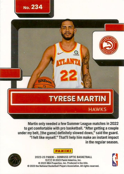 2022 Panini Donruss Optic Tyrese Martin Rated Rookie #234 Atlanta Hawks
