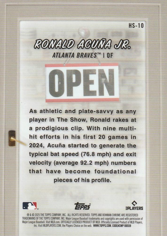 2025 Topps Bowman Hobby Stars Ronald Acuna Jr Atlanta Braves #HS-10