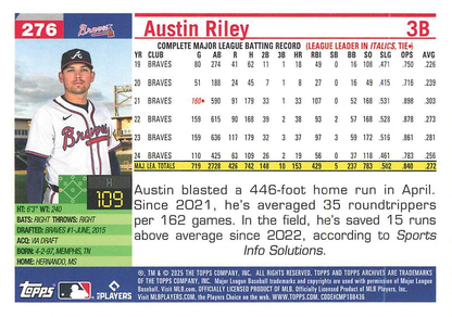 2025 Topps Archives Austin Riley #276 Atlanta Braves