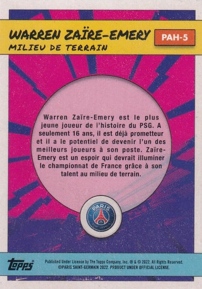 2022 Topps PSG Fan Set Heroes Warren Zaïre-Emery #PAH-5 Paris Saint-Germain