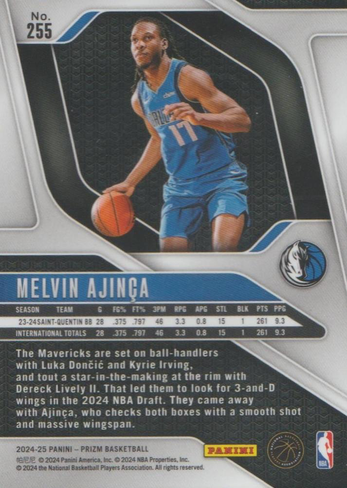2024 Panini Prizm Melvin Ajinca RC #255 Dallas Mavericks