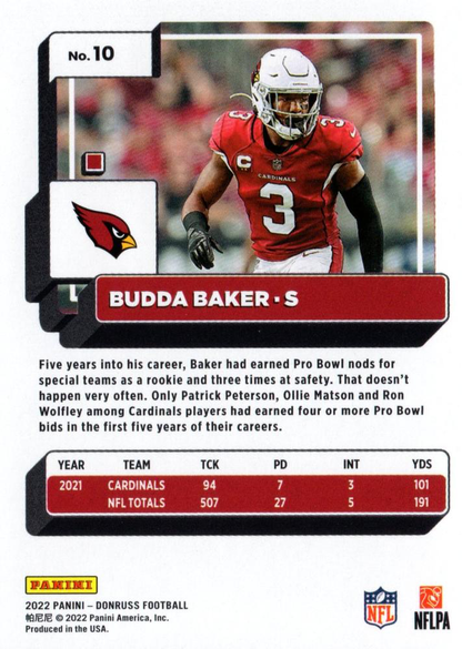2022 Panini Donruss Budda Baker #10 Arizona Cardinals