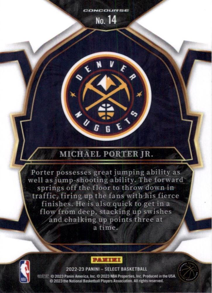 2022 Panini Select Blue Michael Porter Jr. #14 Denver Nuggets
