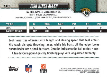 2026 Topps Flagship Josh Hines-Allen #95 Jacksonville Jaguars