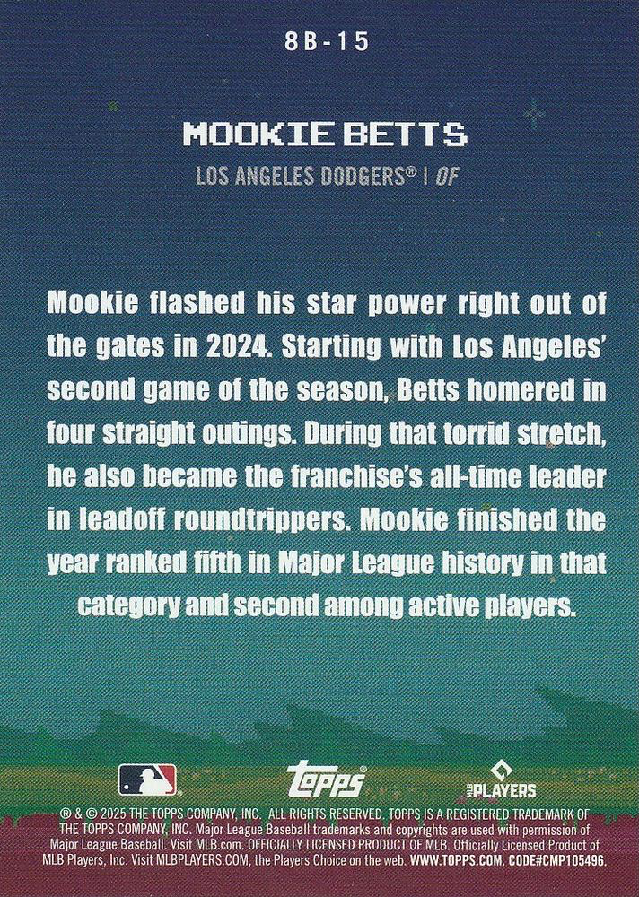 2025 Topps Series 1 8-Bit Ballers Mookie Betts Los Angeles Dodgers #8B-15
