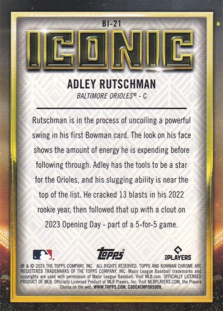 2023 Bowman Chrome Bowman Iconic Adley Rutschman Baltimore Orioles #BI-21