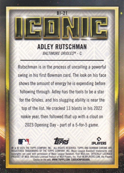 2023 Bowman Chrome Bowman Iconic Adley Rutschman Baltimore Orioles #BI-21