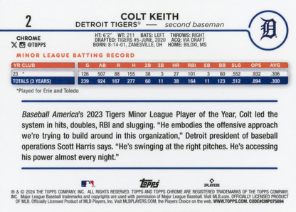 2024 Topps Chrome Colt Keith RC Detroit Tigers #2