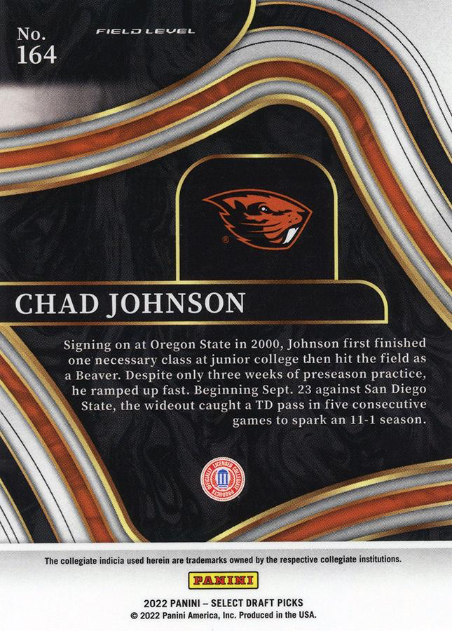 2022 Panini Select Draft Picks Blue Chad Johnson #164 Oregon State Beavers