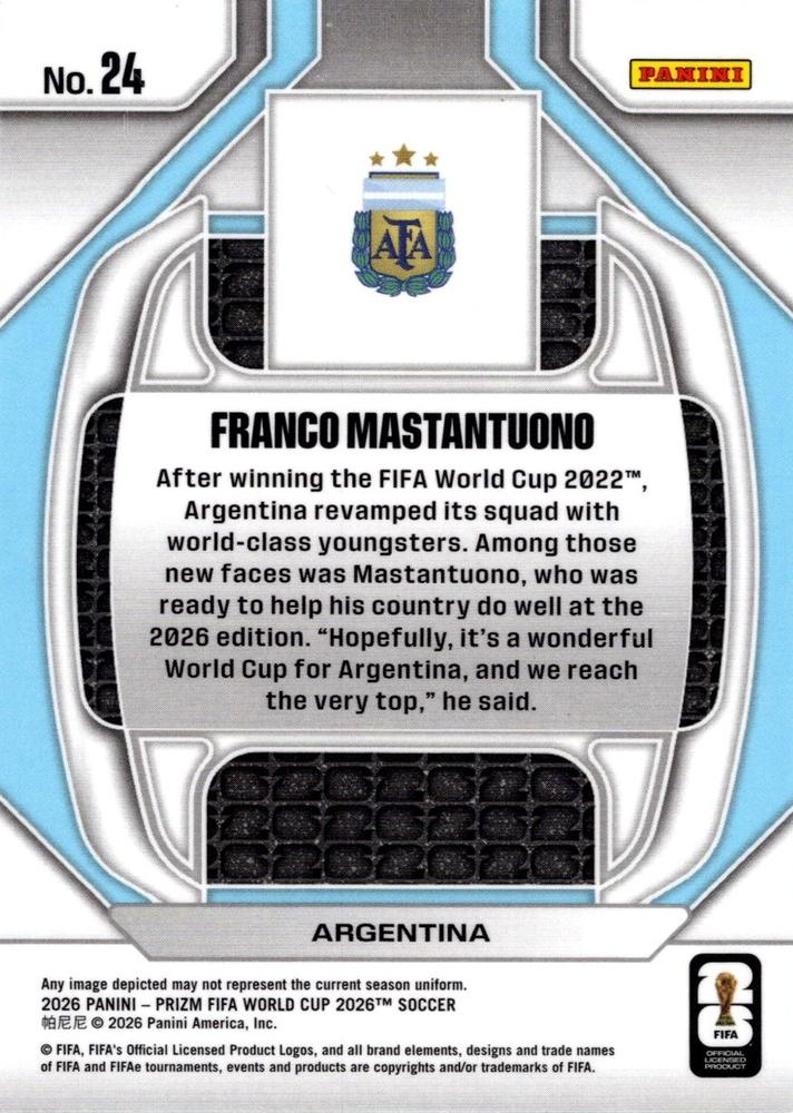 2026 Panini Prizm FIFA World Cup New Era Franco Mastantuono #24 Argentine