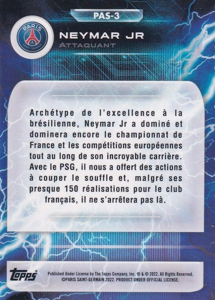 2022 Topps PSG Fan Set Super Electric Neymar Jr #PAS-3 Paris Saint-Germain
