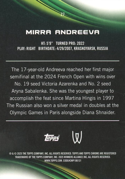 2025 Topps Chrome Tennis Geometric Mirra Andreeva #27