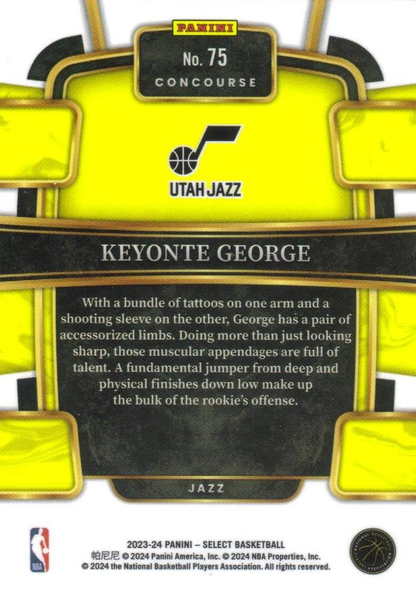 2023 Panini Select NBA Blue Keyonte George RC #75 Utah Jazz