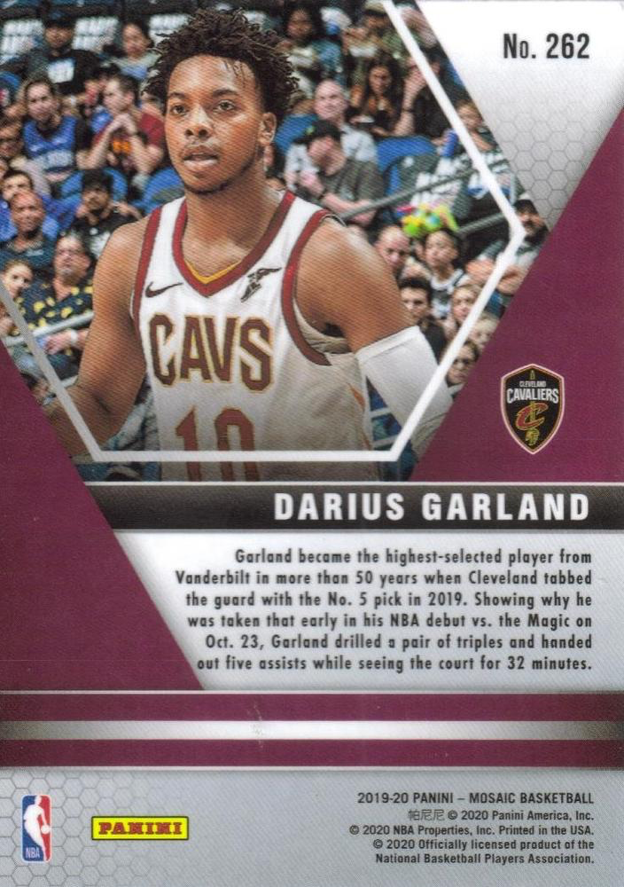 2019 Panini Mosaic Darius Garland RC NBA Debut #262 Cleveland Cavaliers