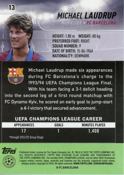 2021 Topps Stadium Club Chrome UCC Michael Laudrup #13 FC Barcelona