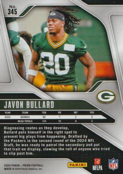 2024 Panini Prizm Javon Bullard RC #345 Green Bay Packers