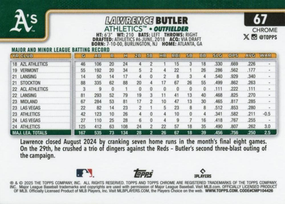 2025 Topps Chrome MLB Lawrence Butler #67 Athletics