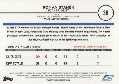 2024 Topps Chrome Formula 1 Roman Stanek F2D #38 Trident