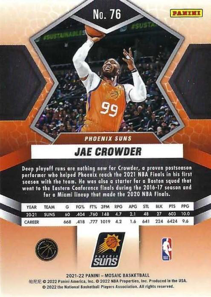 2021 Panini Mosaic Jae Crowder #76 Phoenix Suns