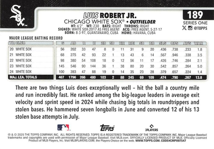 2025 Topps Series 1 Luis Robert Jr. Chicago White Sox #189