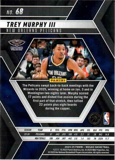 2024 Panini Mosaic Trey Murphy III #68 New Orleans Pelicans