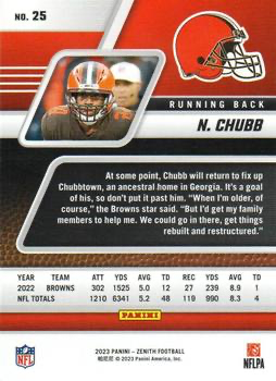 2023 Panini Zenith Nick Chubb #25 Cleveland Browns