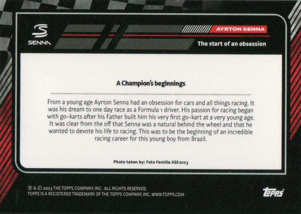2023 Topps The Story of Senna Ayrton Senna The start of an obsession