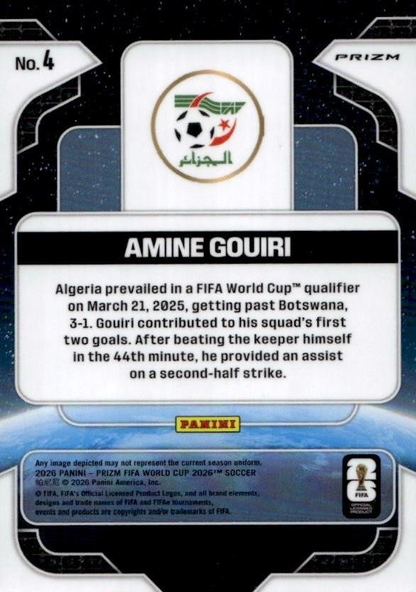 2026 Panini Prizm World Cup Global Reach Silver Amine Gouiri #4 Algérie