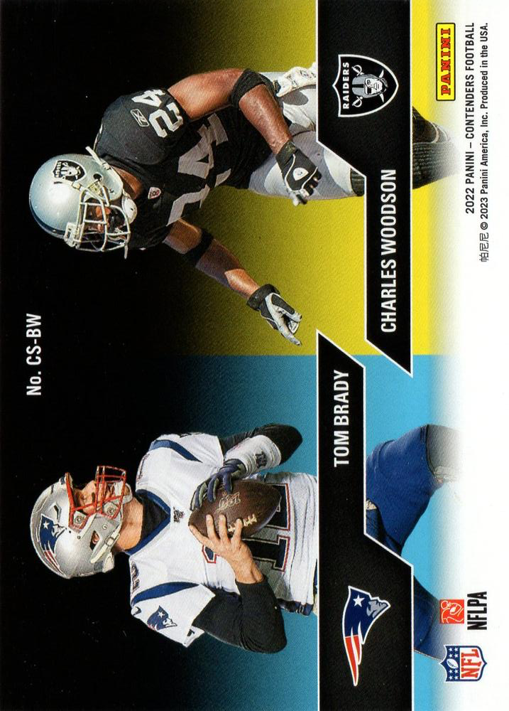 2022 Panini Contenders Contenders Series Tom Brady / Woodson #CS-BW Patriots / Raiders