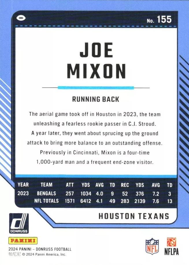 2024 Panini Donruss Joe Mixon Houston Texans #155