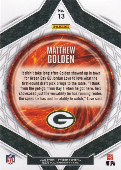 2025 Panini Phoenix Paragon Matthew Golden #13 Green Bay Packers