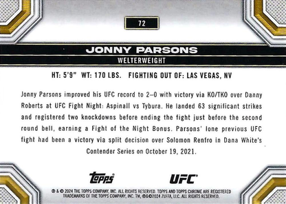 2024 Topps Chrome UFC Jonny Parsons RC #72