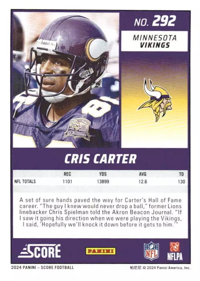 2024 Panini Score Football Cris Carter Minnesota Vikings #292