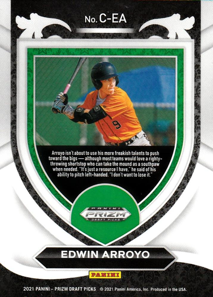 2021 Panini Prizm Draft Picks Crusade Edwin Arroyo #C-EA Arecibo Baseball Academy