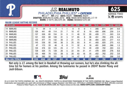 2025 Topps Series 2 J.T. Realmuto Philadelphia Phillies #625