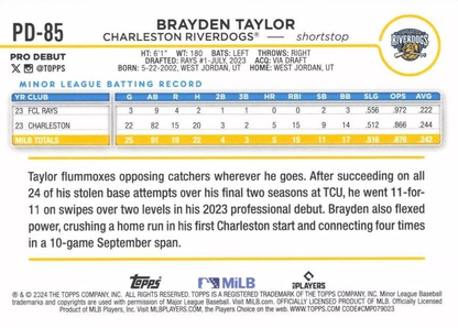 2024 Topps Pro Debut Brayden Taylor #PD-85 Charleston RiverDogs
