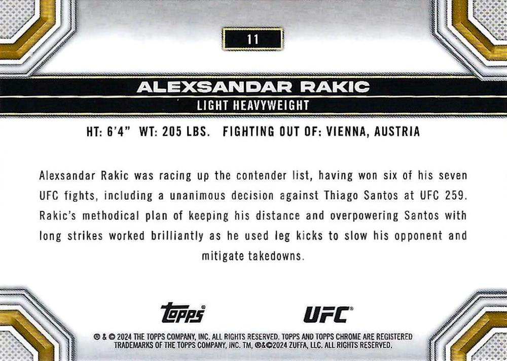 2024 Topps Chrome UFC Aleksandar Rakic #11