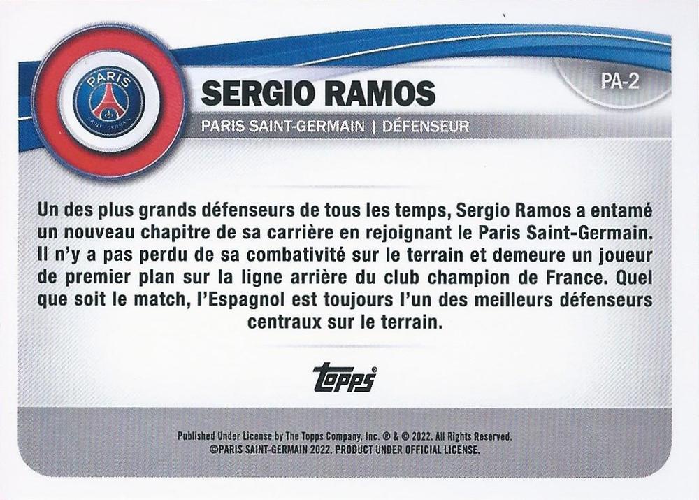 2022 Topps PSG Fan Set Sergio Ramos #PA-2 Paris Saint-Germain