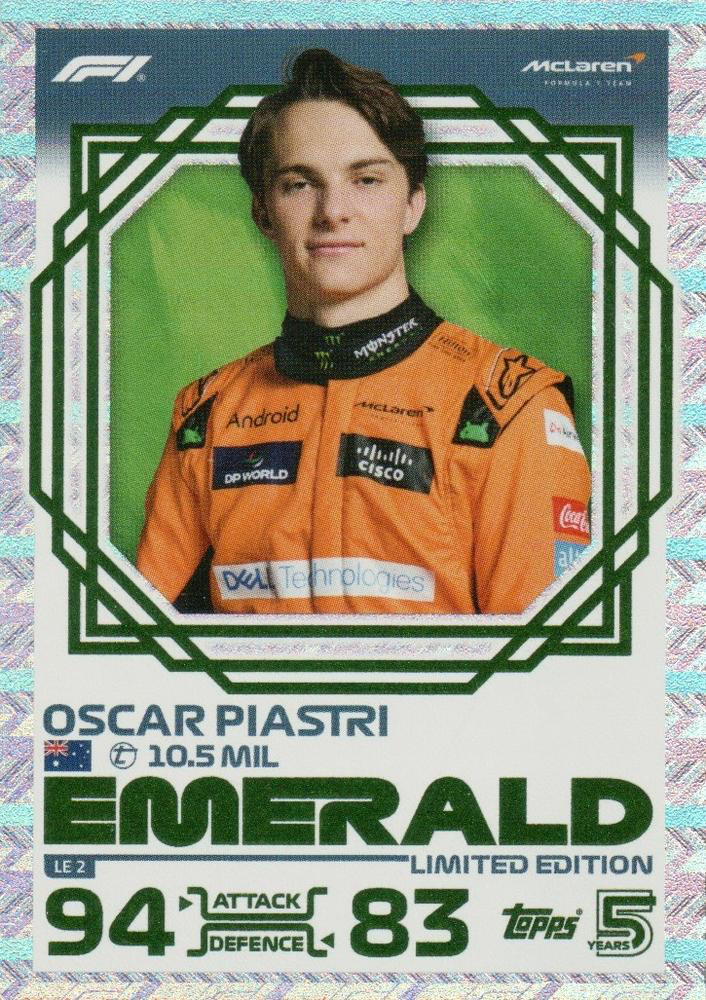2024 Topps Turbo Attax F1 Limited Edition Oscar Piastri #LE2 Emerald McLaren F1
