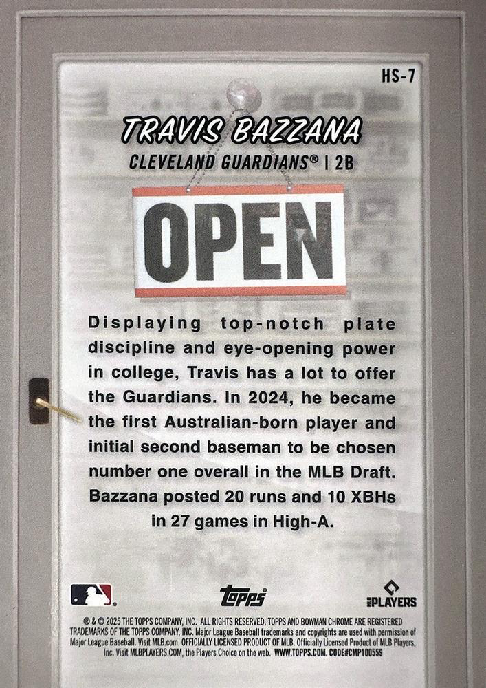 2025 Topps Bowman Hobby Stars Travis Bazzana Cleveland Guardians #HS-7