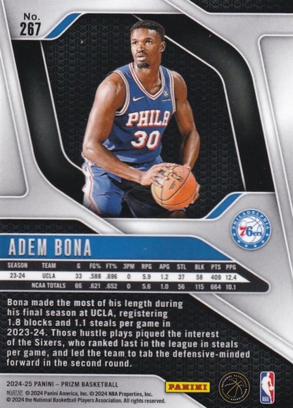 2024 Panini Prizm Adem Bona RC #267 Philadelphia 76ers