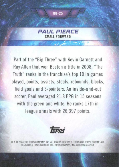 2023 Topps Chrome Cosmic Galaxy Greats Paul Pierce #GG-25 Boston Celtics